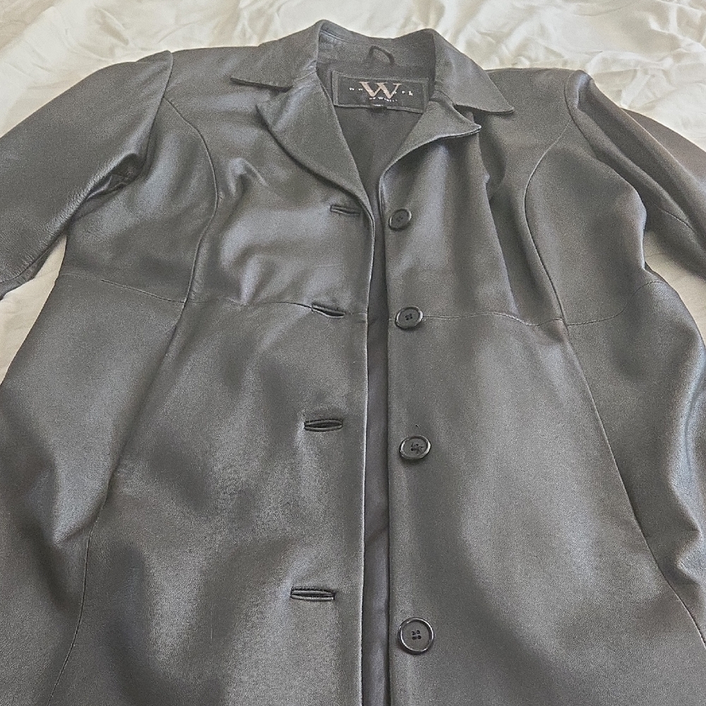 Elegant Black Leather Coat